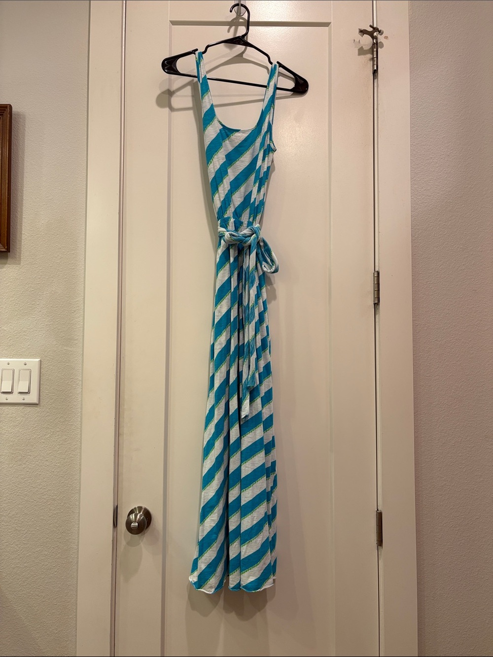 Lilly Pulitzer Striped Blue & White Maxi Dress with Waist Tie